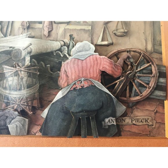 Vintage Anton Pieck Framed 3D Cut Paper Art 14x12 - Picture 3 of 12
